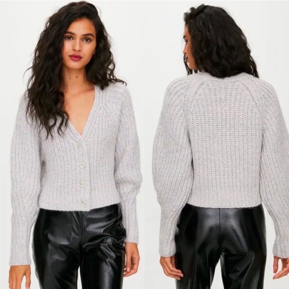 Aritzia Wilfred Posey Chunky Knit Classic button-up cardigan COTTON CANDY XS - Picture 1 of 13